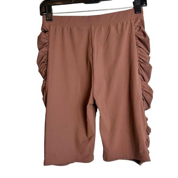 ALIX NYC Bolton Biker Shorts Womens Small Brown Ruched Athletic Or Casual - Picture 2 of 7